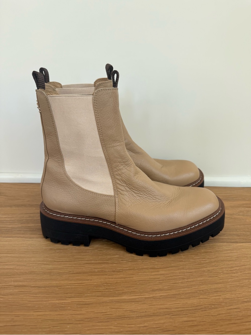 Sam Edelman Laguna Tan Leather Lug Sole Ankle Boots